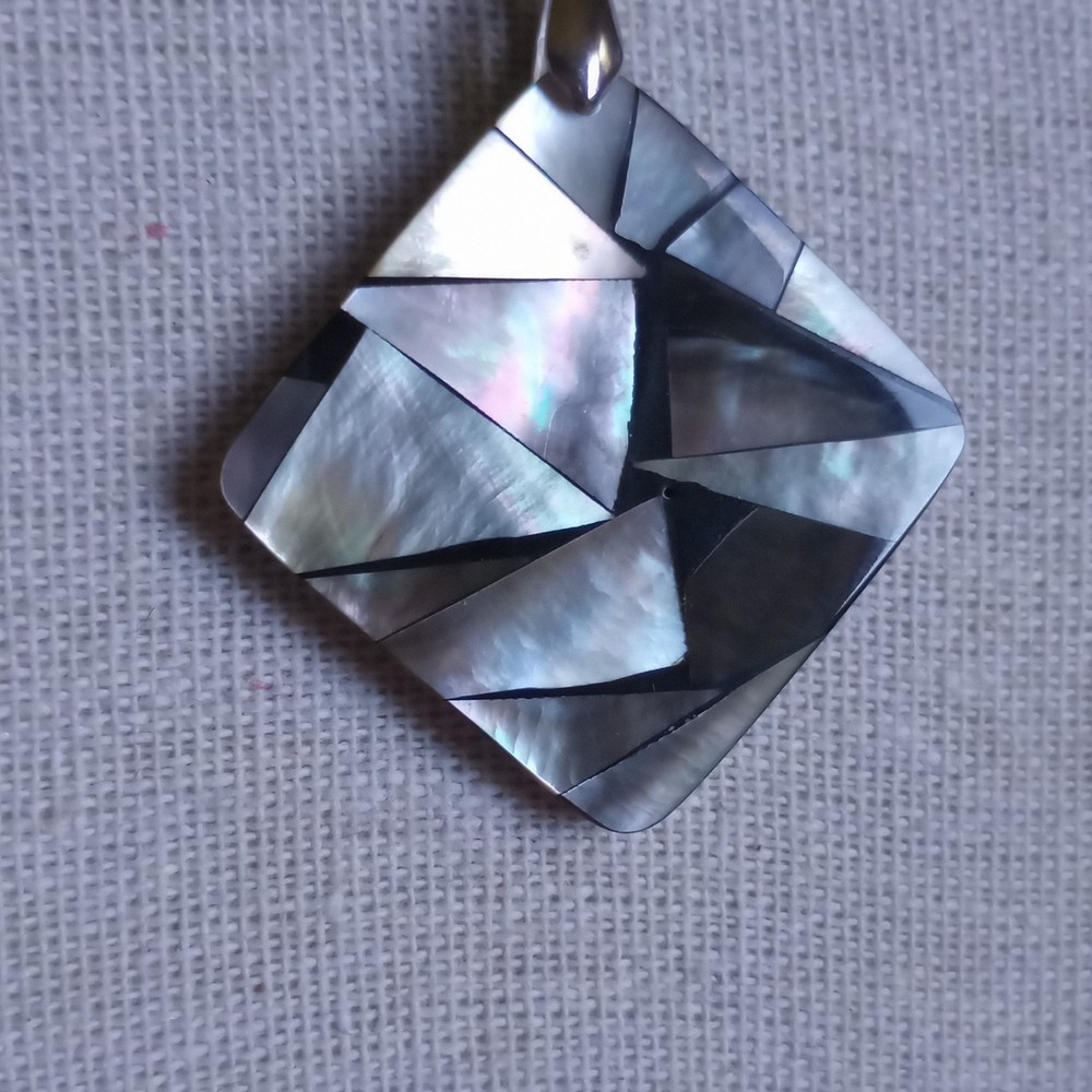 MOP high quality natural rainbow ABALONE MOSAIC SQUARE PENDANT modern triangles
