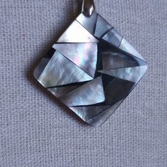 MOP high quality natural rainbow ABALONE MOSAIC SQUARE PENDANT modern triangles