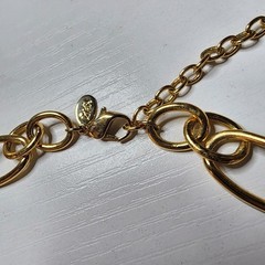 Vintage Joan Rivers Signed Gold Tone Necklace Statement Big Oversized Links Adj