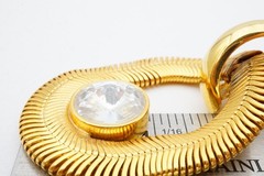 Vintage Clip On Earrings Gold Tone Rhinestone Chunky Flexible