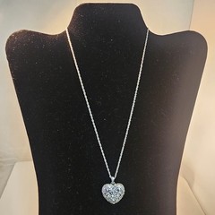 Vintage Sparkling Silver Toned Avon heart pendant with rhinestones