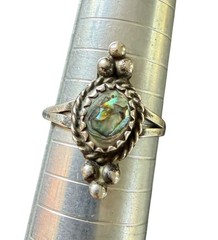 Vintage Sterling Silver Ring Abalone Shell Oval Stone Size 8