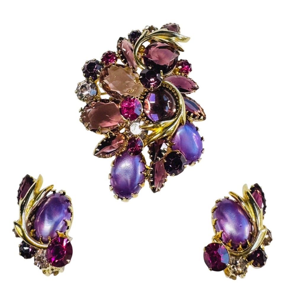 ALICE CAVINESS Brooch Earrings Set Unsigned Vintage Jewelry Verified