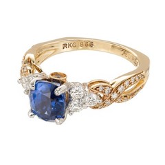 Krementz 2.46 Carat Sapphire Diamond Platinum Gold Engagement Ring