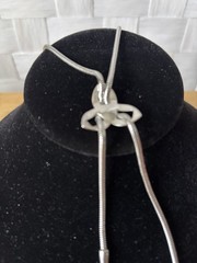 Vintage Sarah Coventry Silver Tone Lariat Tassel Snake Chain Necklace