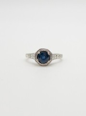 Antique 1920s $3000 1ct Ceylon Blue Sapphire 19k White Gold Filigree Ring