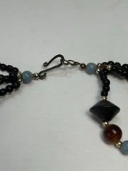 Vintage Inlaid Abalone Necklace Asymmetrical Statement Bold Four Strand