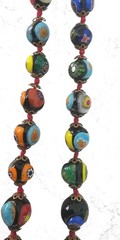Millefiori Venetian Murano Glass Necklace Multicolor Knotted 25 Inches Vintage