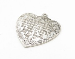 925 Sterling Silver Vintage To My Wife Floral Love Heart Pendant PT9271