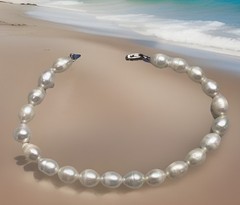 Vintage Faux Oval Pearls Sterling Silver Bracelet With Lobster Clasp 7” R4