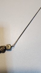 Vintage Pyrite Necklace Mixed Metals Three Beads Stones Silver Toned Chain