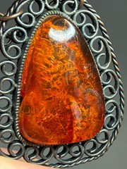 Vintage Soviet Baltic Amber Filigree Pendant Necklace 24,2 gr.