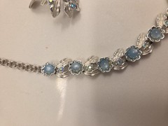 Vintage Judy Lee Necklace, Bracelet, Clip Earrings. Silver & Blue