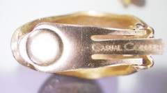 Vtg Signed CASUAL CORNER Lg Chunky Domed J-Shaped Matte Gold Plate Clip Earrings