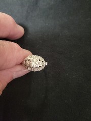 Vintage Mine Cut Diamond Ring 14K White Gold Art Deco Period