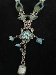 Vintage H. Dublin Signed Necklace Dangle Crystal Multicolor Bead Statement 18”