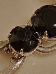 Juliana D & E Layered Jet Black Silvertone 5 Link Bracelet 6.50 BOOK Ref 1062