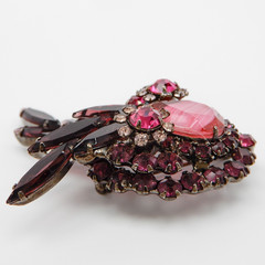 Juliana D&E Brooch Earrings Amethyst Purple Rose Pink Givre Stripe Pin Set Book