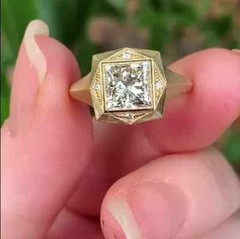 Art Deco Style 2Ct Princess Cut Lab Created Diamond 14K Gold FN Engagement Ring