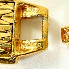 Vtg Nolan Miller Necklace Liquid Multi-Strand Necklace Rhinestone Buckle Gold