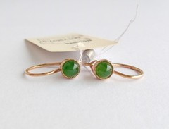 Vintage Earrings Nephrite Stones Sterling Silver 925 test Gilding Women Jewelry