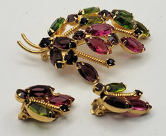Juliana D & E DeLizza Elster Leaf Brooch and Earring Set #2