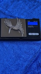 Vintage Large Estate Sterling Silver Hummingbird Brooch Pin With Amethyst Eye