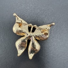 Butterfly Rhinestone Yellow Enamel Brooch Pin C81