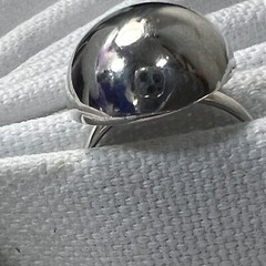 MODERNISTIC 0.925 Sterling Silver Estate 3/8″ DOME HALF BALL band RING size 7