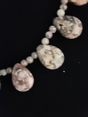 Vintage JTV Leopard Jasper Semi Precious Gemstone Bead Necklace Fishhook Clasp