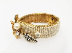 Unsigned Faux Pearl Bracelet Earrings Set Hagler St Gielar Demario Haskell Era
