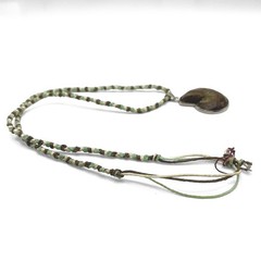 Vintage Ammonite Shell Fossil Pendant Necklace Spiral Bezel Cord Beach Cruise