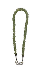 Vintage Chunky Green Prehnite Beaded Chip Nugget Necklace Handmade 18″ Choker
