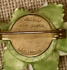 Vintage Handmade English Bone China White Daffodil Flower Brooch Pin