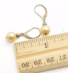 Sterling Silver Faux Pearl Earrings Designer MO Pierced Dangle Drop Leverback