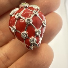 Lenox Necklace Strawberry Fruit Sterling Silver Red Enamel Food Whimsical 925
