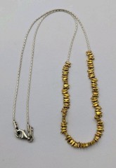 PZ Israel Vtg Gold Plated Sterling Nuggets Long Oval Box Chain 925 Necklace