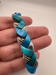 Vintage Coro Bracelet Blue Teal Green Thermoset Chevron Link Mid Century MCM