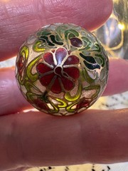 Plique-à-jour / Cloisonné style VINTAGE Enamel DOME Button PIERCED EARRINGS