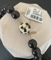 Chunky Brown Bead Vintage Talbots Gold-tone Magnetic Clasp NecklaceFor Women