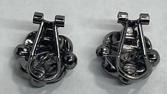 Liz Claiborne Black Cut Glass Clip Earrings & Dangle Drop Black Gunmetal Choker.