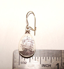 VTG Verna Sterling Silver Etched Tall Ship Pendant & 18″ Necklace Bonus Earrings