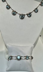 Antique Victorian 14k Gold Round Vivid Blue Zircons with Seed Pearls Necklace