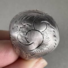 Vintage Sterling Silver 925 Oxidized Boho Etched Wide Round Domed Ring Size 7.75