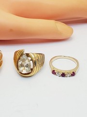 Vintage Ring Lot 5 piece Multicolor Fashion Costume Gold Filled (1)