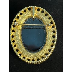 Vintage Black and Gold Toned Rose Brooch Pendant Whimsigoth Dark Romance