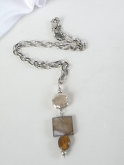Silpada Sterling Silver 925 Rustic Boho Abalone Rolo Chain Link Necklace