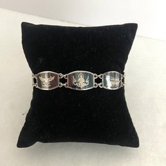 Signed SIAM Thai Sterling Silver 925 Black Niello Garuda Panel Bracelet 6.75″