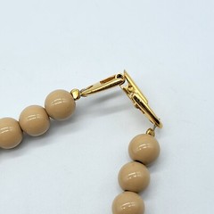 Vintage NAPIER Cream Beaded Necklace Gold Tone Simple Everyday Wear 16″