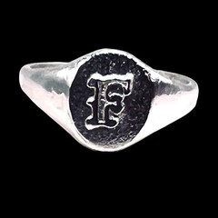 Initial Letter F Signet 925 Sterling Silver Child Baby Woman Pinky Ring Size 3.5